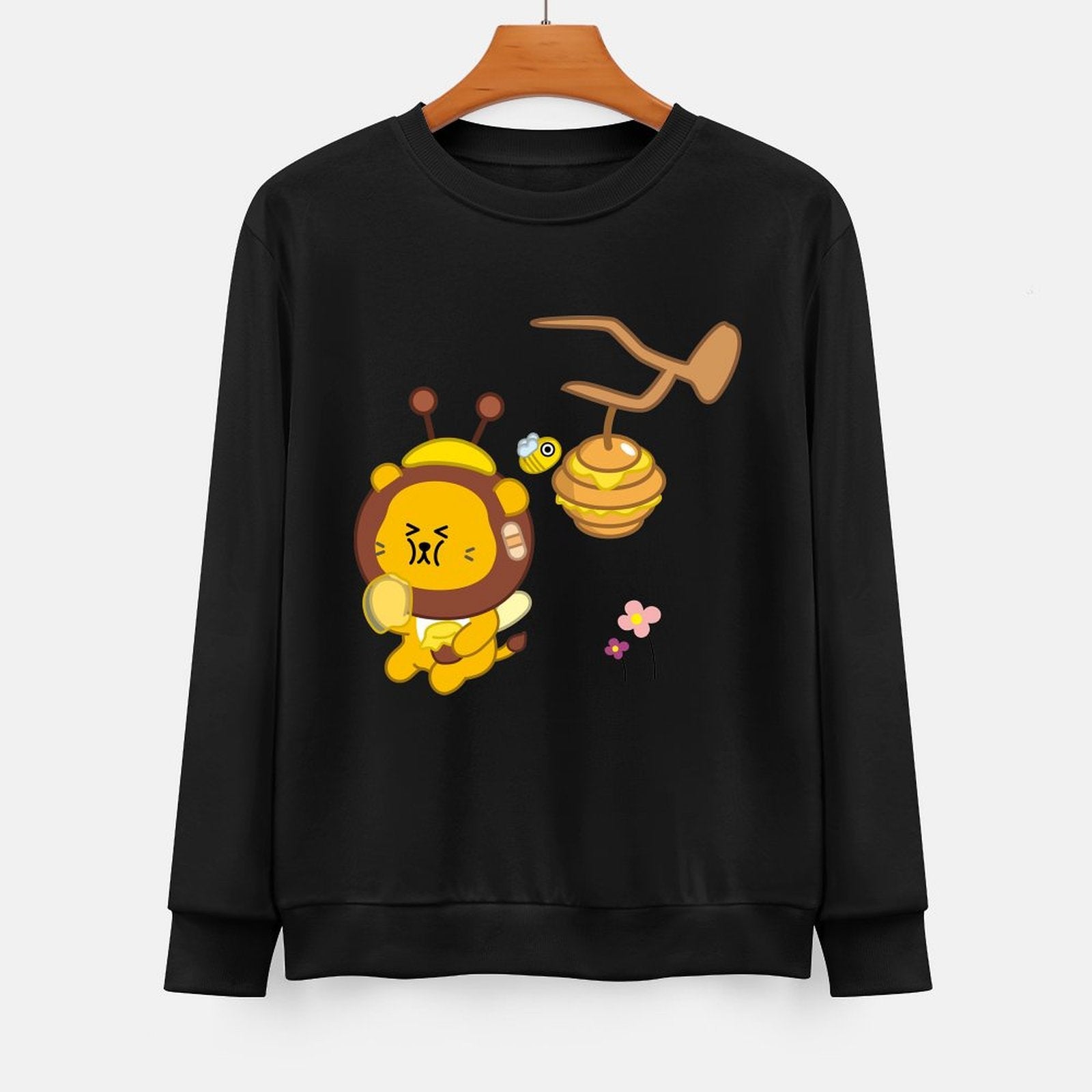 Front Patterned Long Sleeve TopCrewneck Plain
